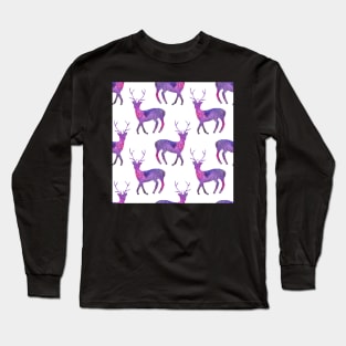 Bright watercolor pattern with galaxy deer Long Sleeve T-Shirt